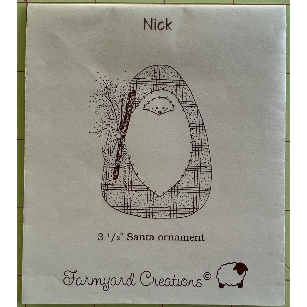 Farmyard Creations NICK ~ 3.5" Santa Ornament Small Pattern ONLY Uncut